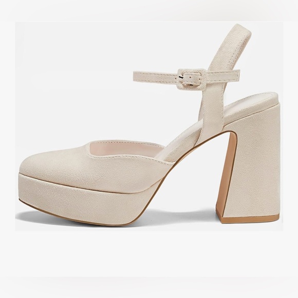 NEW Chunky Platform High Heels Closed Toe Ankle Strap Pumps Wedding Shoes 9.5 - Picture 7 of 7